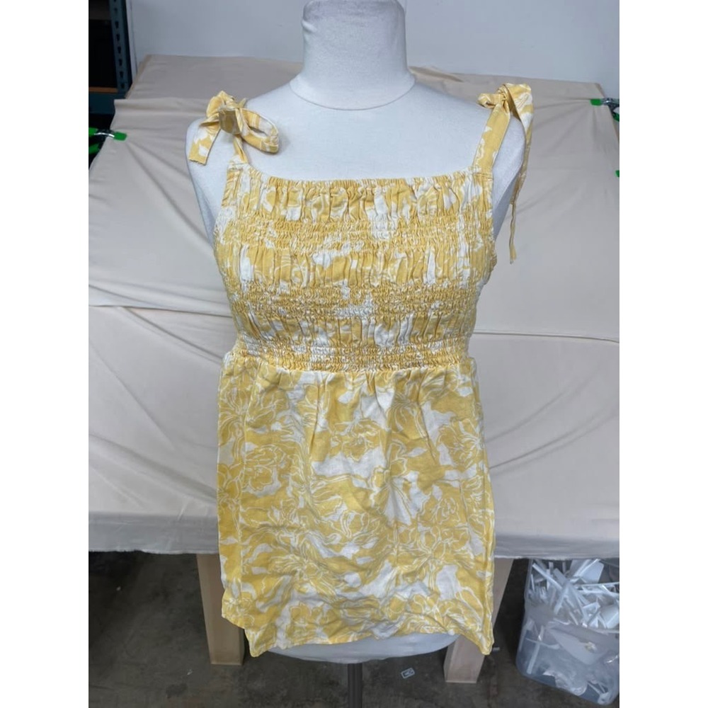 Isabel‎ by Ingrid & Isabel Yellow Floral Smocked Tie Shoulder Maternity Tank Top